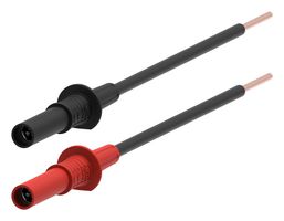 CAL TEST ELECTRONICS CT4535 Banana Test Connector, Jack, Cable Mount, 15 A, 1 kV, Nickel Plated Contacts, Black, Red