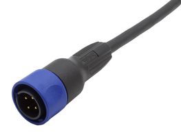 BULGIN LIMITED PXP4000/005/04P Circular Cable Assembly, Circular Plug to Free End, 4 Positions, 16.4 ft, 5 m, Black