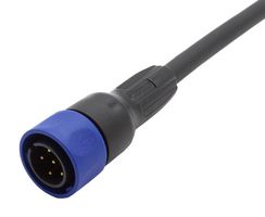 BULGIN LIMITED PXP4000/001/06P Circular Cable Assembly, Circular Plug to Free End, 6 Positions, 3.3 ft, 1 m, Black