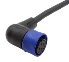BULGIN LIMITED PXP4002/005/03S Circular Cable Assembly, 90° Circular Receptacle to Free End, 3 Positions, 16.4 ft, 5 m, Gray