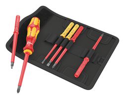 WERA 05006604001 Screwdriver Set, VDE, Phillips/Slotted/Handle, 6 Piece, Kraftform Kompakt Series