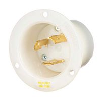 HUBBELL WIRING DEVICES HBL2615ST Power Entry Connector, IP20, 2Pole, Industrial Electrical AC Power, 30 A, White