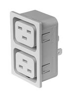 SCHURTER 3-151-447 Strip Block, Snap-In, Gray, 2 Outlets, IEC 60320 Type J, 20 A, 250 V