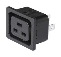 SCHURTER 3-151-914 IEC Power Connector, Black, IEC Type J Outlet, 16 A, 250 VAC, Quick Connect, Panel Mount, Snap-In