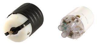 LEGRAND PASS & SEYMOUR L16-30C Power Entry Connector, Power Entry, 30 A, Black, White, Nylon (Polyamide) Body, 480 V