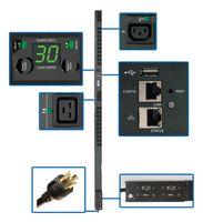 EATON TRIPP LITE PDUMVR30HVNETLX Extension Lead, 24 Outlets, IEC C13, IEC C19, 30 A, 240 V, NEMA L6-30P, 10 ft