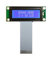 MIDAS DISPLAYS MC21603A6W-BNMLW-V2 LCD Alfanumérico, 16 x 2, Blanco sobre Azul, 5 V, Paralelo, Inglés, Japonés, Transmisivo