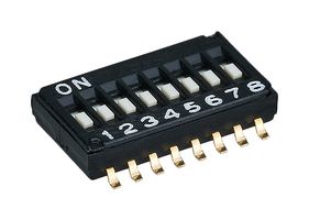 SCHURTER DTCD-10-H2-S-TR DIP / SIP Switch, Gull Wing, 10 Circuits, Recessed, Surface Mount, 10PST-NO, 24 V, 25 mA