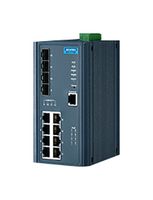 ADVANTECH EKI-7712E-4FPI-BE Switch, 12 Ports, Industrial, Managed PoE Gigabit Redundant Ethernet, DIN Rail, RJ45 x 8, SFP x 4