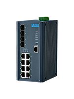 ADVANTECH EKI-7712G-4FI-BU Switch, 12 Ports, Industrial, Managed PoE Gigabit Redundant Ethernet, DIN Rail / Wall