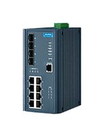 ADVANTECH EKI-7712G-4FPI-BU Switch, 12 Ports, Industrial, Managed PoE Gigabit Redundant Ethernet, DIN Rail / Wall