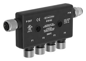 BANNER ENGINEERING R95-M12LM5-M12LF5-4M12F5-P13 Sensor Distribution Box, Power Splitter, M12 Connector - 5 Pole, M12 Connector - 4 Pole, 6 Ports