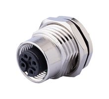 SAME SKY CDM1203-12A-FP-F16-67 Sensor Connector, CDM1203 Series, M12, Female, 12 Positions, Solder Socket, Straight Panel Mount