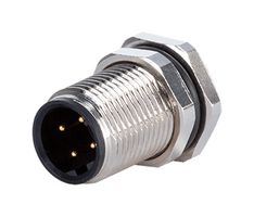 SAME SKY CDM1209-04D-MP-F12-67 Sensor Connector, CDM1209 Series, M12, Male, 4 Positions, Solder Pin, Straight Panel Mount