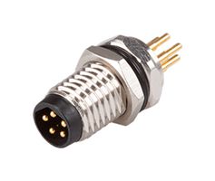 SAME SKY CDM801-05B-MP-F810-67 Sensor Connector, CDM801 Series, M8, Male, 5 Positions, Solder Pin, Straight Panel Mount