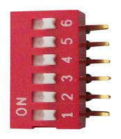 E-SWITCH KAS2106ET DIP / SIP Switch, 6 Circuits, Slide, Through Hole, Right Angle, SPST-NO, 24 V, 25 mA