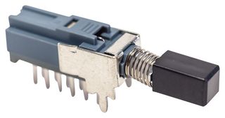 E-SWITCH PBH4UEEKZXNAG1SBLK Pushbutton Switch, PBH Series, 4PDT, Latching, Square, Black