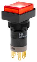E-SWITCH P16OAT11KREDRED Pushbutton Switch, P16 Series, 16 mm, SPDT, Momentary, Rectangular, Red