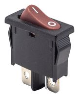 E-SWITCH R6ABLKREDFF Rocker Switch, On-Off, SPST, Non Illuminated, Panel, Snap-In, Red, R6 Series
