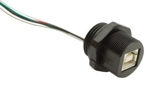 BULGIN LIMITED PXP0023/B/0M25/FL USB Cable, Sealed Type B Receptacle to Free End, 250 mm, 9.9 ", USB 2.0, Black