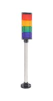 MALLORY JTC028-RYGB-CS Stack Light, 4 Tier, Blue/Green/Red/Yellow, 24 V, Continuous, NEMA 12, Wire Leaded, Pole Mount