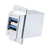 L-COM ECF504-3DSAA-S USB 30 DOUBLE STACK ADAPTER COUPLER, ECF FLANGE PANEL MOUNT STYLE, TWO A TYPE FEMALE JACK TO TWO A TYPE FEMALE JACK, ABS HOUSING