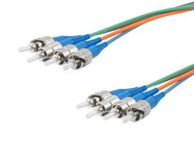 L-COM FCA-4S2STUSTUDM-15 ST UPC 4X TO ST UPC 4X, SM OS2, MILITARY TACTICAL DISTRIBUTION CABLE ASSEMBLY, 15 METERS ROHS COMPLIANT: YES