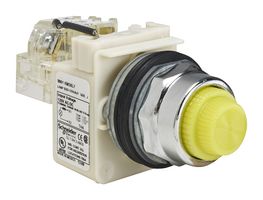 SCHNEIDER ELECTRIC 9001KT38LYY31 Incandescent Lamp, 1.18 ", 120 V, Round with Flat Top, Harmony 9001K Series