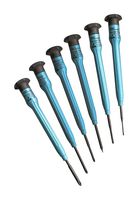 MOODY TOOLS 58-0357 Screwdriver Kit, 6Pcs of 0.04", 0.07", 0.1" Slotted, JIS #00, PH0, PH1 & Handle