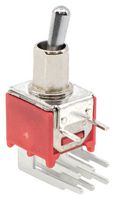 E-SWITCH 200MDP1T2B2M6QE Toggle Switch, Subminiature, On-None-On, DPDT, Non Illuminated, 200 Series, Through Hole, 3 A
