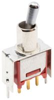 E-SWITCH 200MSP1T2B2VS2RE Toggle Switch, Subminiature, 0.4VA, On-None-On, SPDT, Non Illuminated, 200 Series, Through Hole