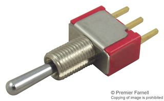 E-SWITCH 200MSP3T1B1M2QE Toggle Switch, Subminiature, On-Off-On, SPDT, Non Illuminated, 200 Series, 3 A, Panel Mount