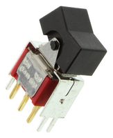 E-SWITCH 300DP1J1BLK1VS2RE Rocker Switch, On-None-On, DPDT, Panel Mount, Black, 300 Series