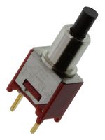 E-SWITCH 800SP9B6M2RE Industrial Pushbutton Switch, Subminiature, 800 Series, SPST-NO-DM, Off-(On), Round Plunger, Black