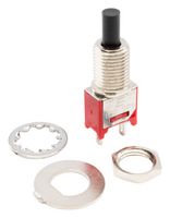 E-SWITCH 800SP9B9M1QEH Pushbutton Switch, Subminiature, 800 Series, SPST, Off-(On), Round Plunger