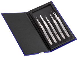 IDEAL-TEK K5HP1.S Tweezer Kit, High Precision, 1/2A/3C/5/7, Stainless Steel Body, 5 Piece, K5HP1 Series
