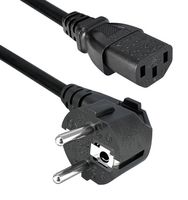 QUALTEK ELECTRONICS 367003-D01 Cable de Alimentación, H05VV-F, 1mm², Conector Ángulo Recto CEE7/7, IEC 60320 C13, 2.5 m, 10 A