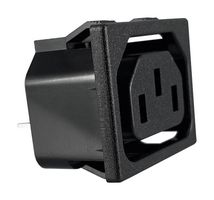 QUALTEK ELECTRONICS 716W-X2/01 IEC Power Connector, IEC C13 Outlet, 15 A, 250 VAC, Quick Connect, Snap-In, Flange Mount
