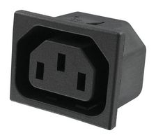 QUALTEK ELECTRONICS 716W-15/10 IEC Power Connector, IEC C13 Outlet, 15 A, 250 VAC, Quick Connect, Snap-In, Flange Mount