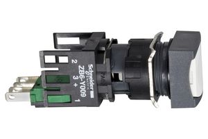 SCHNEIDER ELECTRIC XB6CA11B Industrial Pushbutton Switch, Harmony XB6 Series, 16 mm, SPST-NO, Momentary, Square, White