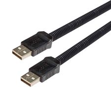 L-COM CSMUAA-PL-03M USB Cable, Type A Plug to Type A Plug, 300 mm, 11.8 ", USB 2.0, Black
