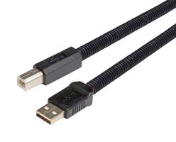 L-COM CSMUAB-PL-1M USB Cable, Type A Plug to Type B Plug, 1 m, 3.3 ft, USB 2.0, Black
