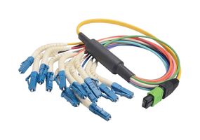 L-COM MPM12S-FLC-10 Fiber Optic Cable, Singlemode, OS1, 12 Fibers, 9µm / 125µm, 32.8 ft