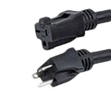 L-COM N520P-N520R-20-15F Mains Power Cord, NEMA 5-20P to NEMA 5-20R, 4.57 m, 20 A, 250 V, Black, N520P-N520R-20 Series