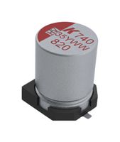 KEMET A740MW827M1VLAS012 Hybrid Aluminium Electrolytic Capacitor, 820 µF, ± 20%, 35 V, Radial Can - SMD, 0.012 ohm