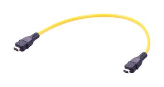HARTING 33483131804005 Ethernet Cable, 8 Contact, Cat6a, IX Type A Plug to IX Type A Plug, Yellow, 500 mm, 19.7 "