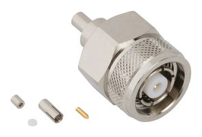 AMPHENOL RF 031-6979 RF / Coaxial Connector, TNC RP Coaxial, Straight Plug, Solder, Crimp, 50 ohm, 1.32mm Micro, Brass