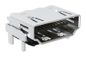 AMPHENOL COMMUNICATIONS SOLUTIONS G45AA1902100H1HR HDMI Connector, 19 Contacts, Receptacle, PCB Mount, Surface Mount Right Angle