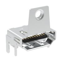 AMPHENOL COMMUNICATIONS SOLUTIONS G45AA1912110B1EU HDMI Connector, w/ Flange Screw Lock, 19 Contacts, Receptacle, PCB Mount, Surface Mount Right Angle
