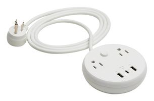 EATON TRIPP LITE TLP26PD30WCAM Surge Protector, 2 Outlets, NEMA 5-15R, 15 A, 120 V, NEMA 5-15P, 6 ft